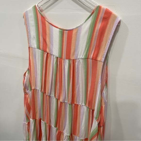 Torrid Tiered Tank Top Colorful Stripe Button Front Size 5X - Picture 9 of 9